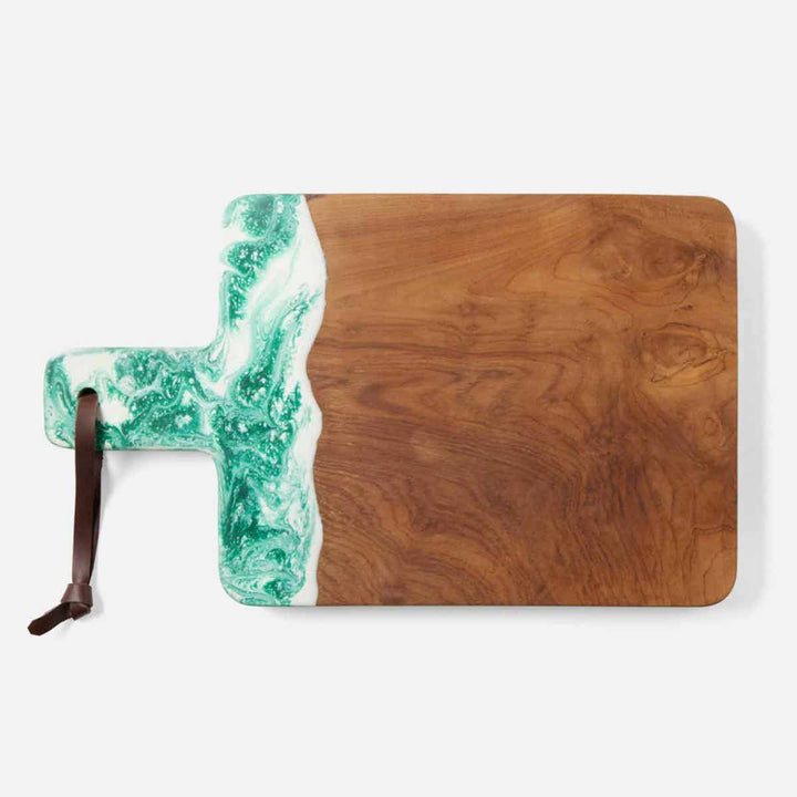 Austin Green Swirled Serving Board Resin/Natural Teak 195X12
