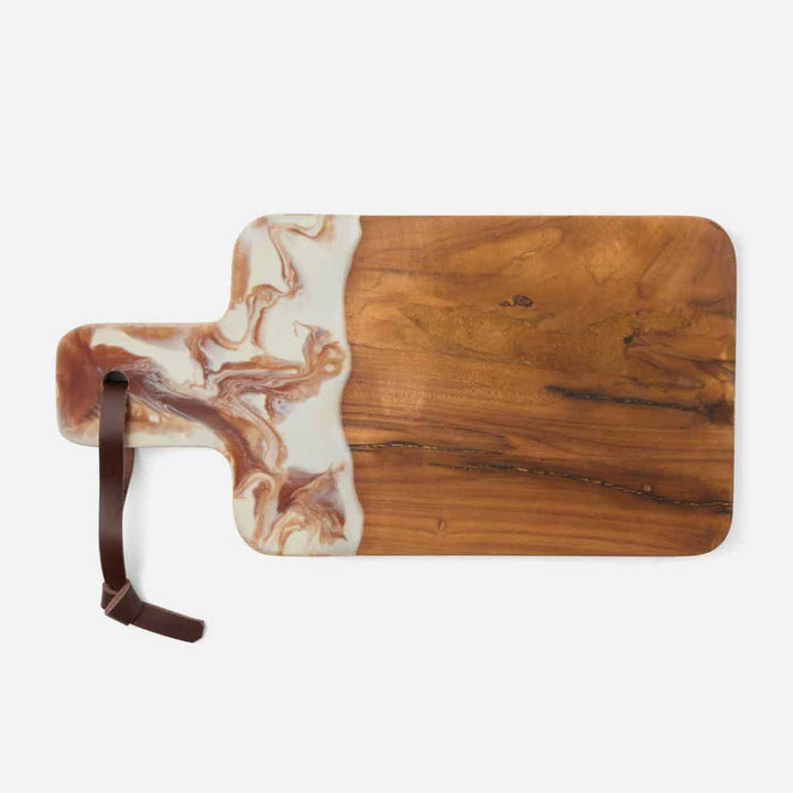 Austin Amber Swirled Resin/Natural Teak Serving Board 165X8