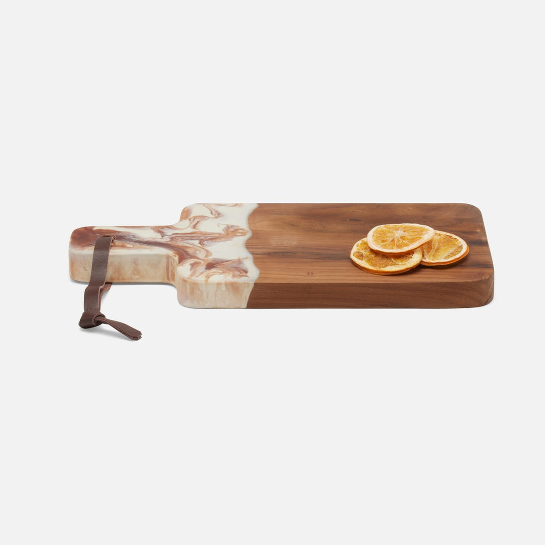 Austin Amber Swirled Resin/Natural Teak Serving Board 165X8