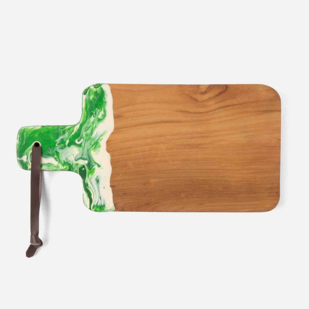 Austin Green Swirled Resin/Natural Teak Serving Board 165X8