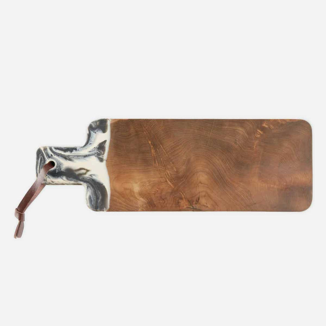 Austin Black Swirled Serving Board Resin/Natural Teak 22X75