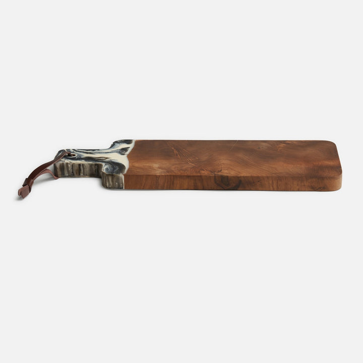 Austin Black Swirled Serving Board Resin/Natural Teak 22X75