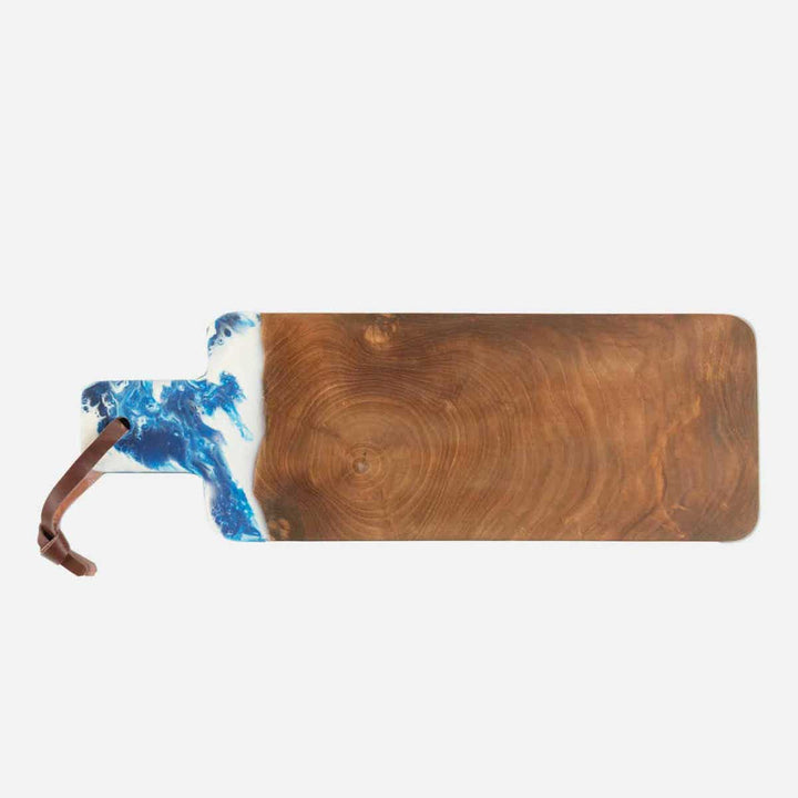 Austin Blue Swirled Serving Board Resin/Natural Teak 22X75