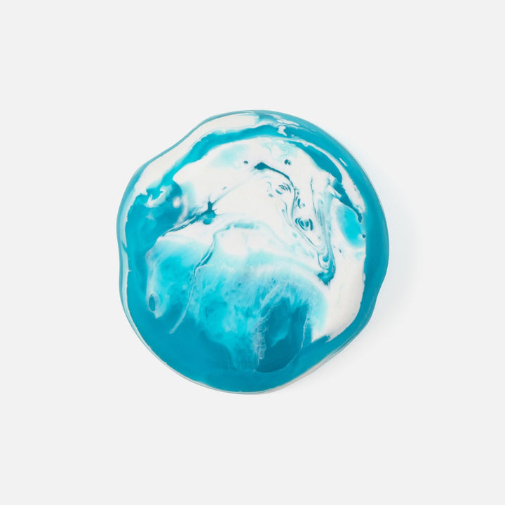 Beatrix Aqua Blue Swirled Serving Bowls Resin Set/2