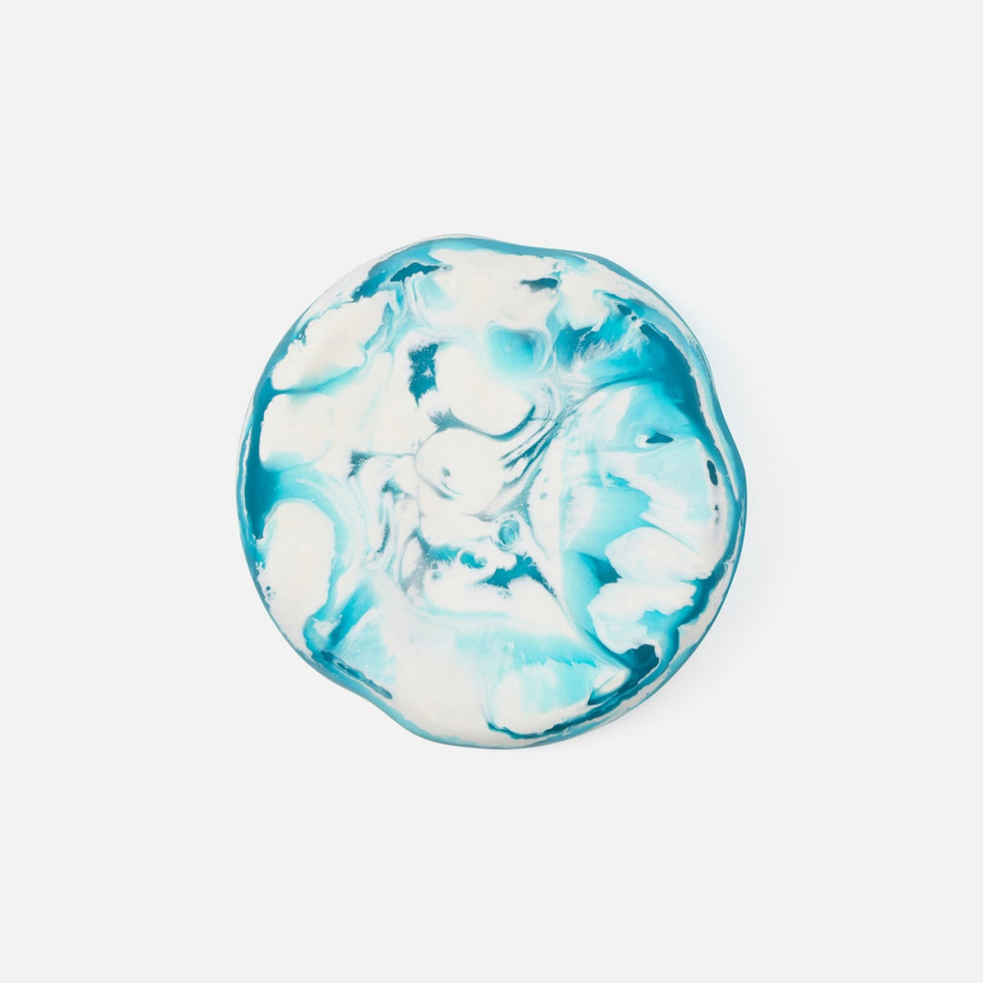 Beatrix Aqua Blue Swirled Serving Bowls Resin Set/2