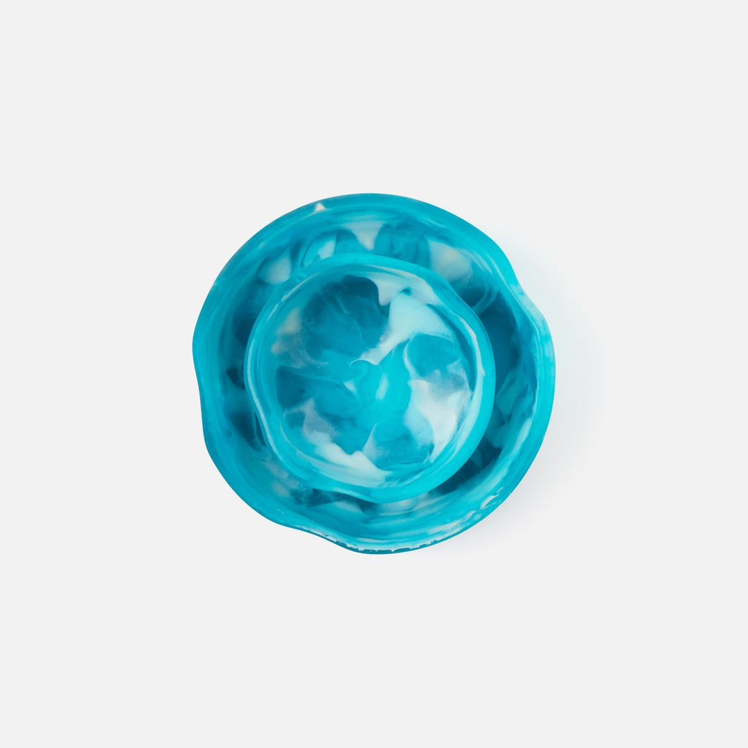 Beatrix Aqua Blue Swirled Serving Bowls Resin Set/2