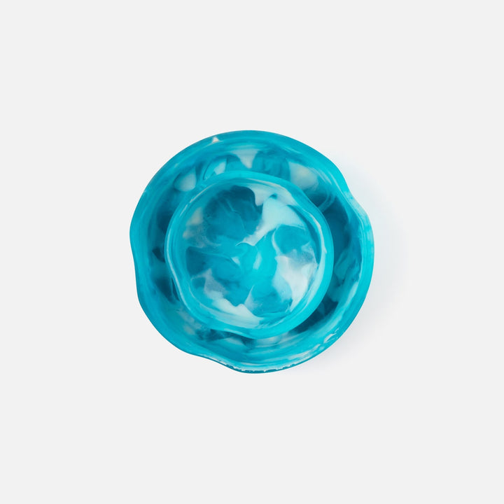 Beatrix Aqua Blue Swirled Serving Bowls Resin Set/2