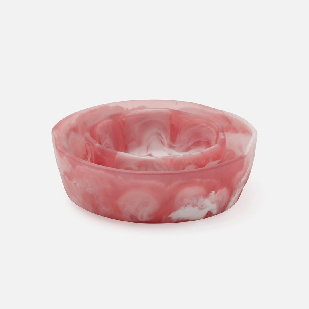 Beatrix Pink Swirled Serving Bowls Resin Set/2