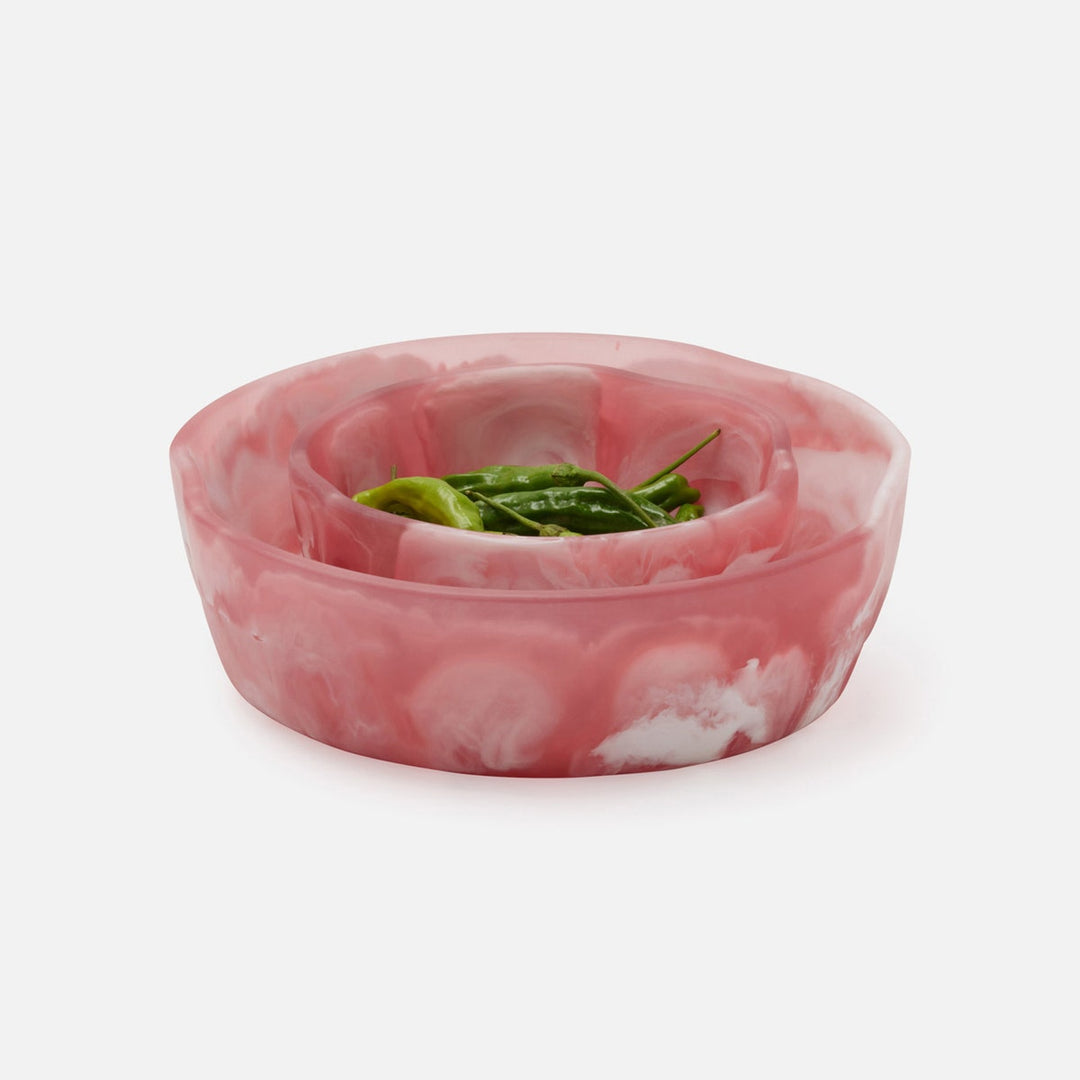 Beatrix Pink Swirled Serving Bowls Resin Set/2