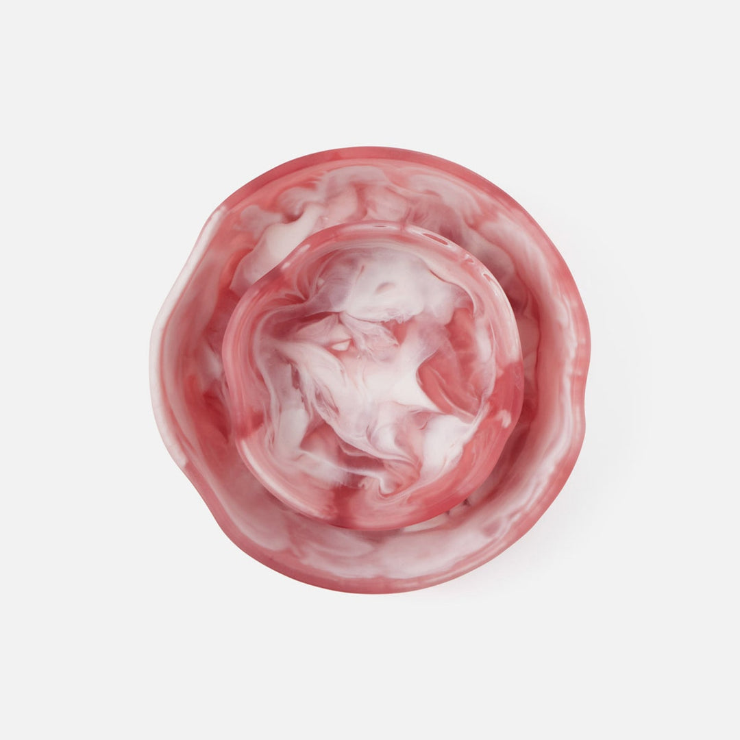 Beatrix Pink Swirled Serving Bowls Resin Set/2