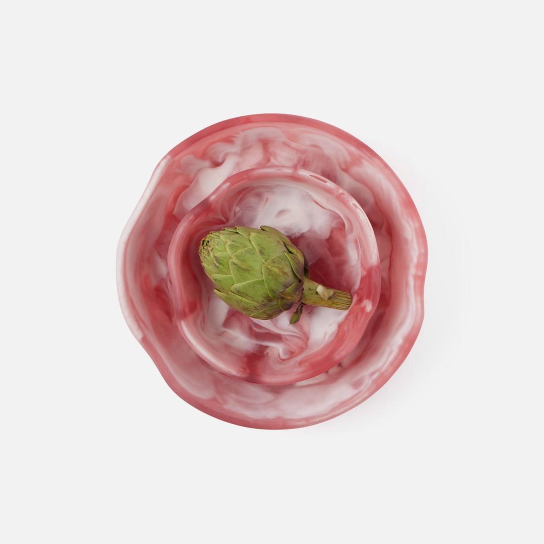 Beatrix Pink Swirled Serving Bowls Resin Set/2