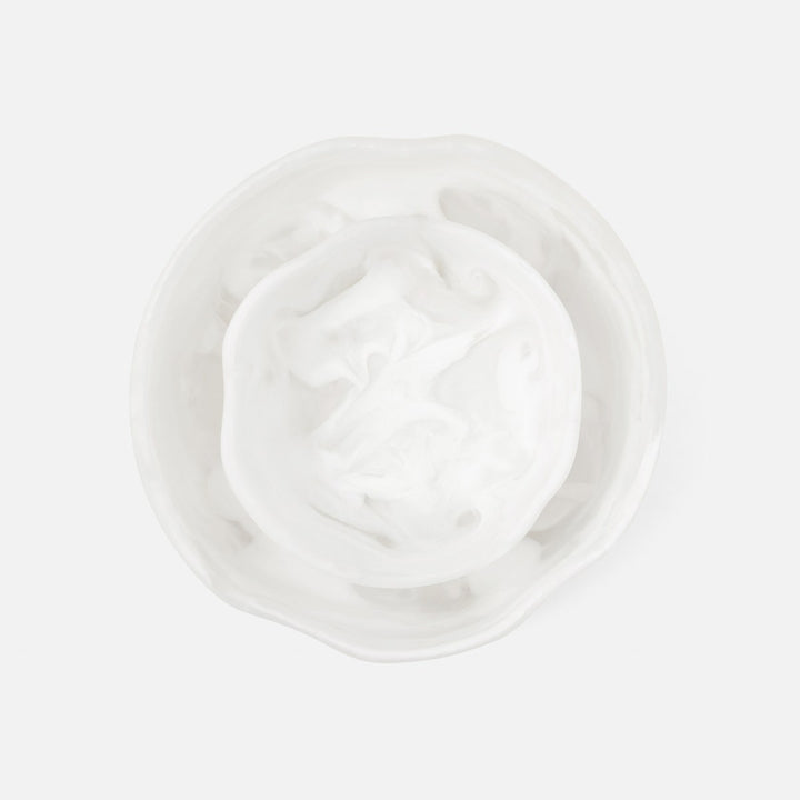 Beatrix White Swirled Serving Bowls Resin Set/2