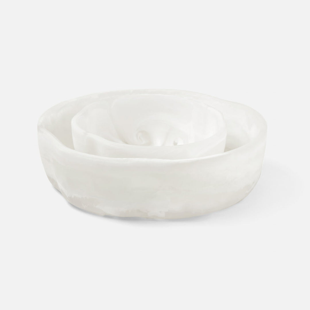 Beatrix White Swirled Serving Bowls Resin Set/2