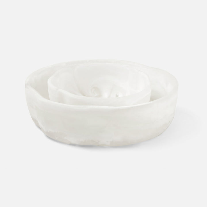 Beatrix White Swirled Serving Bowls Resin Set/2