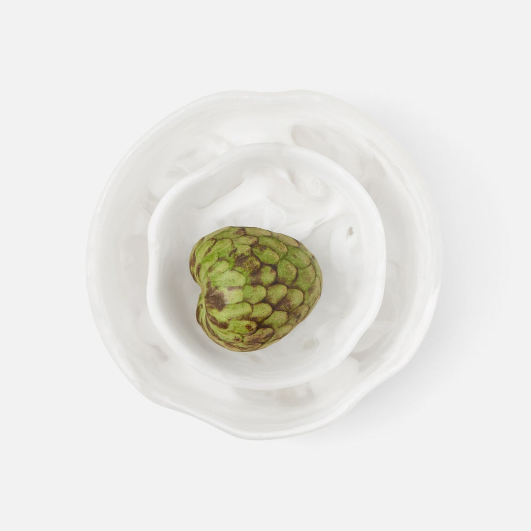 Beatrix White Swirled Serving Bowls Resin Set/2