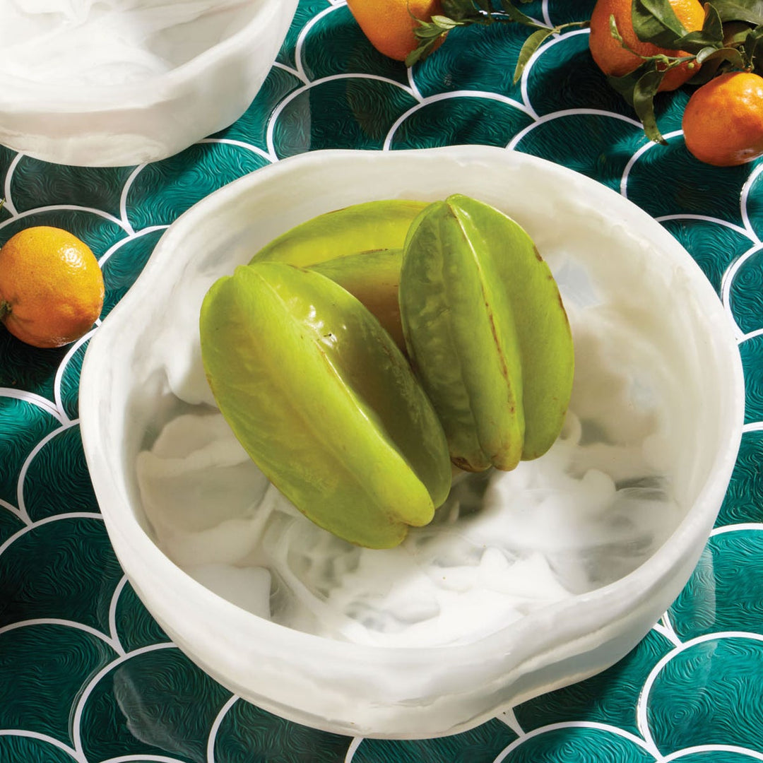 Beatrix White Swirled Serving Bowls Resin Set/2