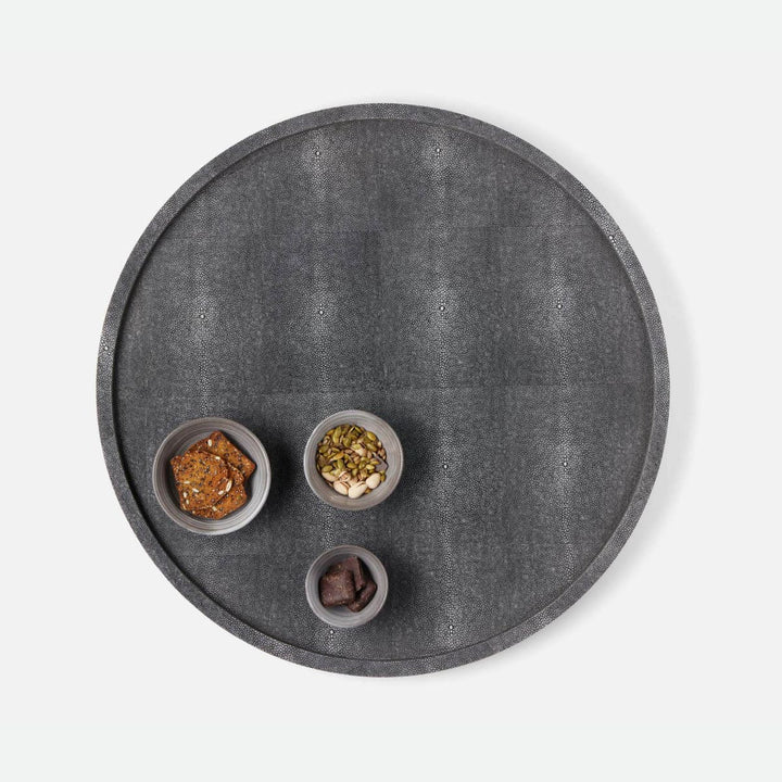Calvin Cool Gray Lazy Susan Realistic Faux Shagreen 24"D