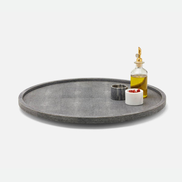 Calvin Cool Gray Lazy Susan Realistic Faux Shagreen 24"D