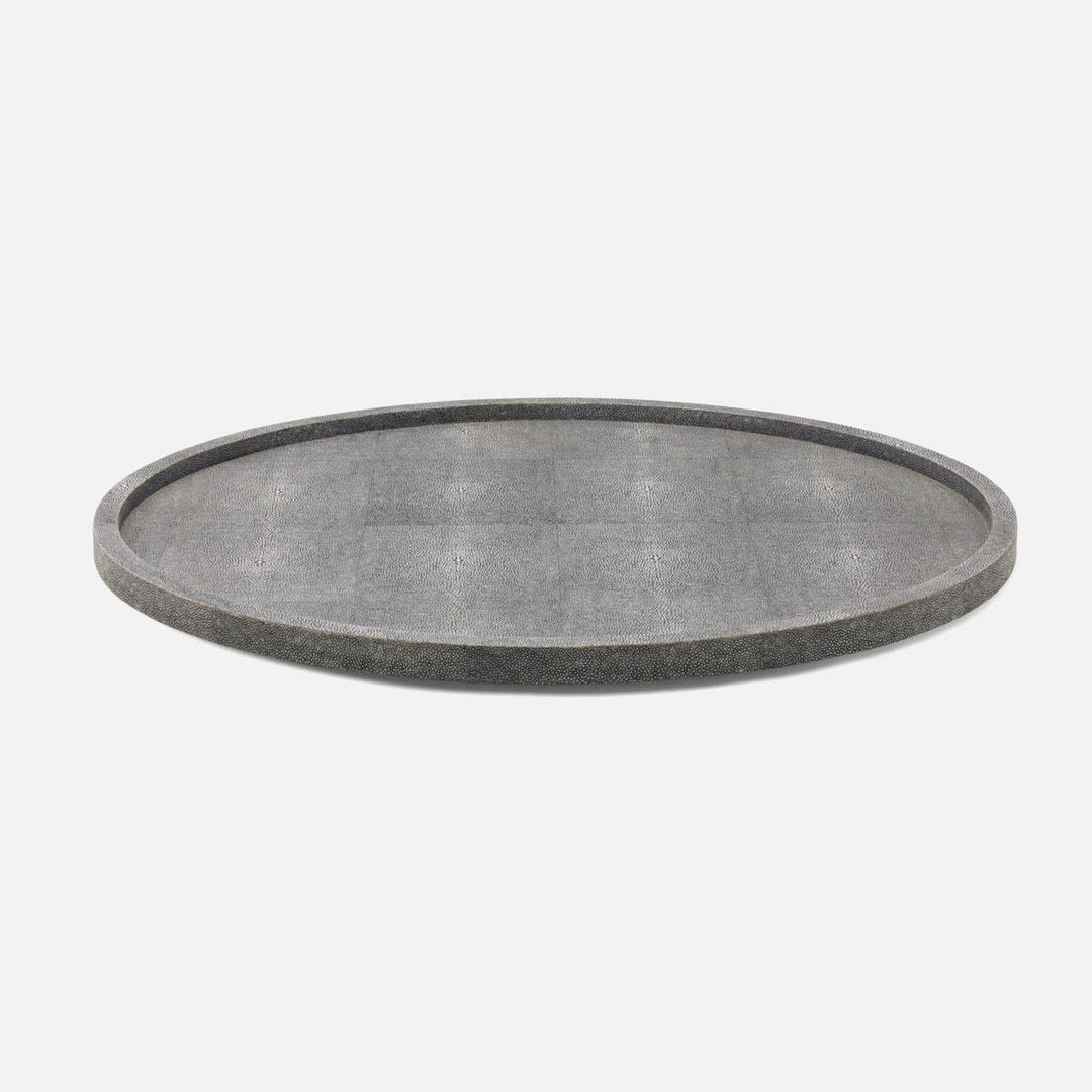 Calvin Cool Gray Lazy Susan Realistic Faux Shagreen 24"D