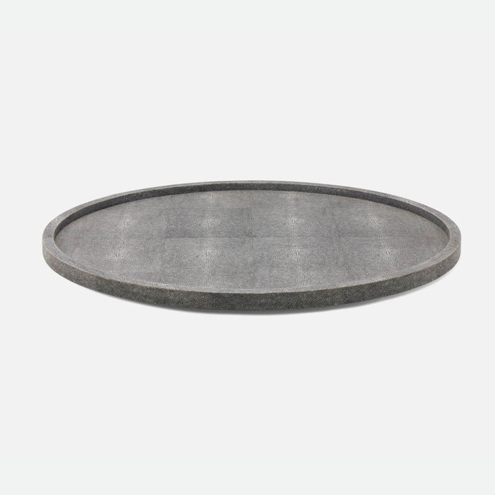 Calvin Cool Gray Lazy Susan Realistic Faux Shagreen 24"D