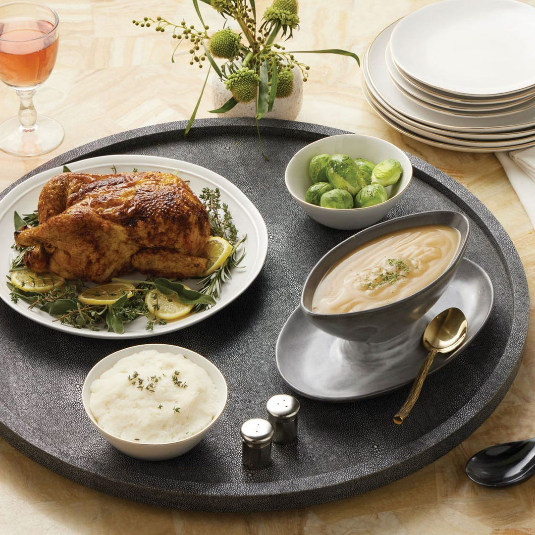 Calvin Cool Gray Lazy Susan Realistic Faux Shagreen 24"D
