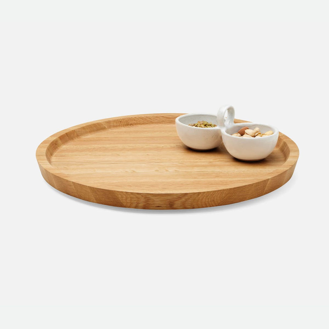David Natural Oak Wood Lazy Susan 18"D