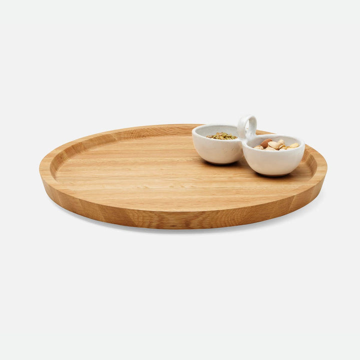 David Natural Oak Wood Lazy Susan 18"D