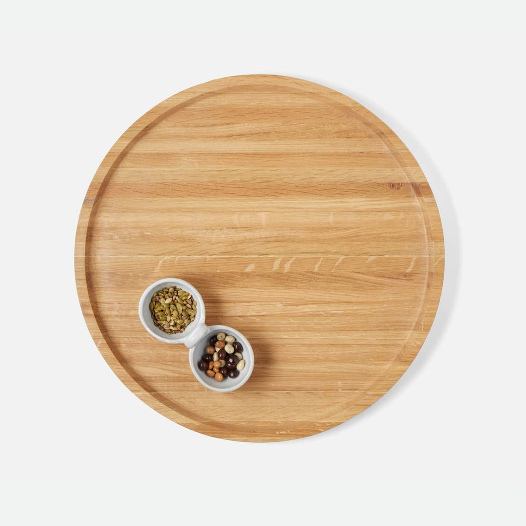 David Natural Oak Wood Lazy Susan 24"D