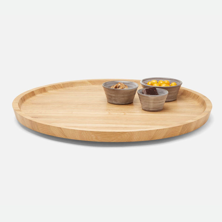 David Natural Oak Wood Lazy Susan 24"D