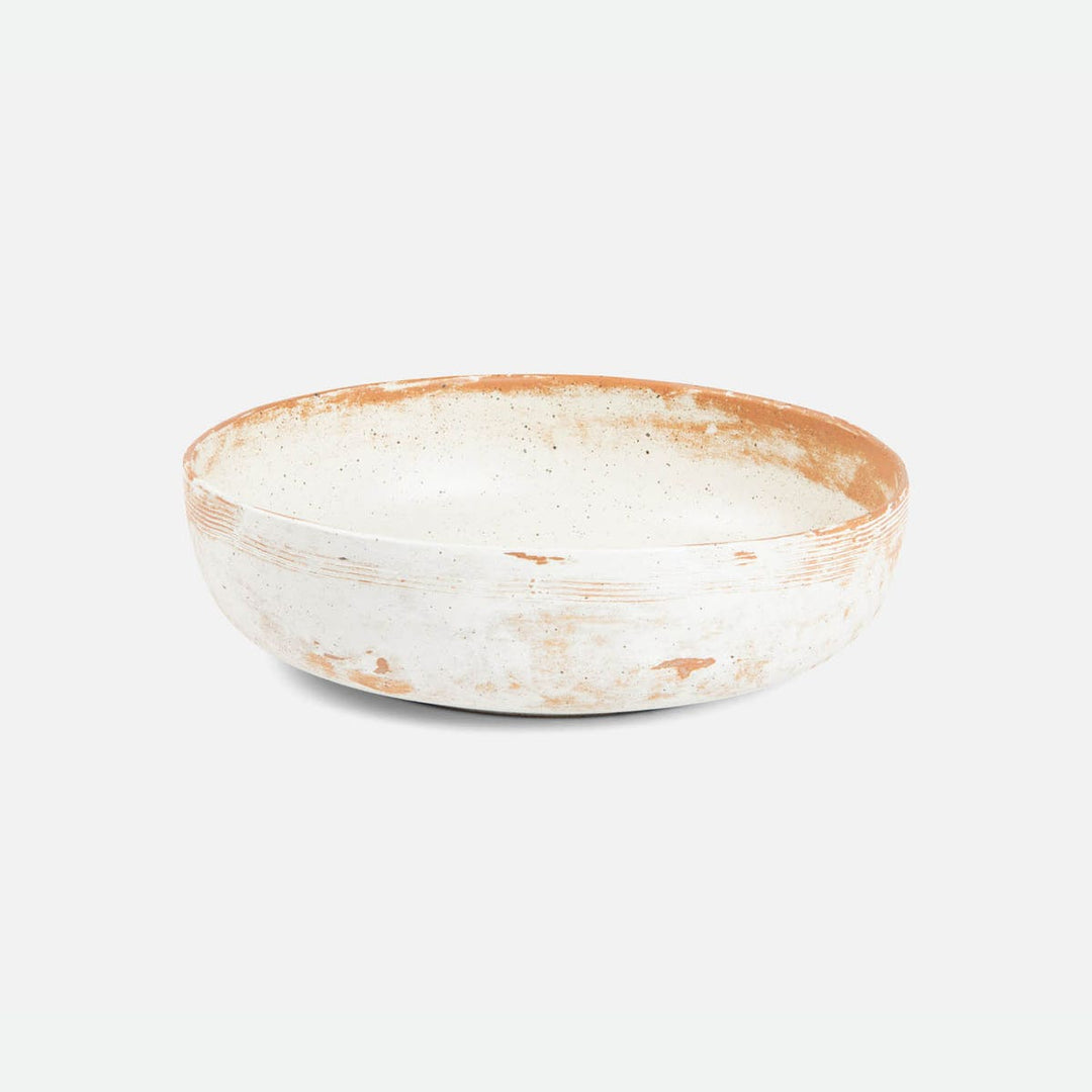 Dawson Large Rustic White Round Serving Bowl Pack/2