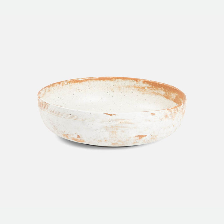Dawson Large Rustic White Round Serving Bowl Pack/2