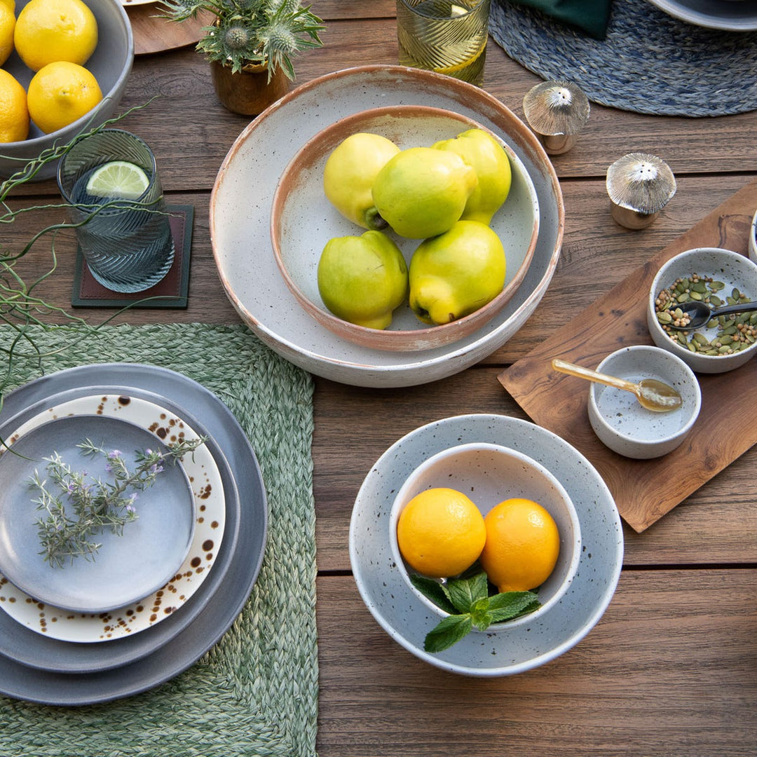 Dawson Large Rustic White Round Serving Bowl Pack/2