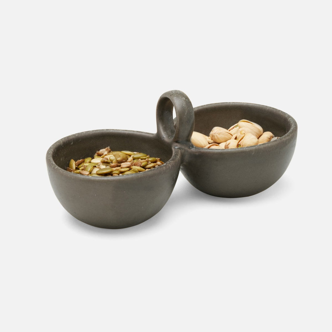 Desmond Gray Salt Glaze Snack Bowl Stoneware Double Pack/2