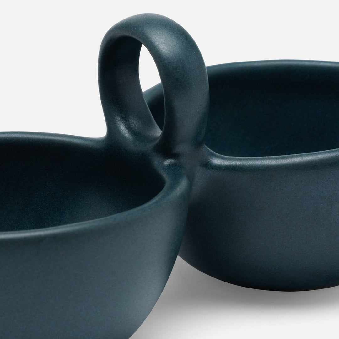 Desmond Midnight Teal Snack Bowl Stoneware Double Pack/2