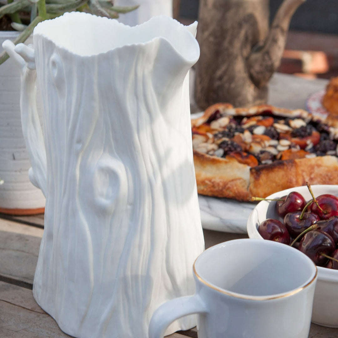 Emilie White Large Pitcher Faux Bois