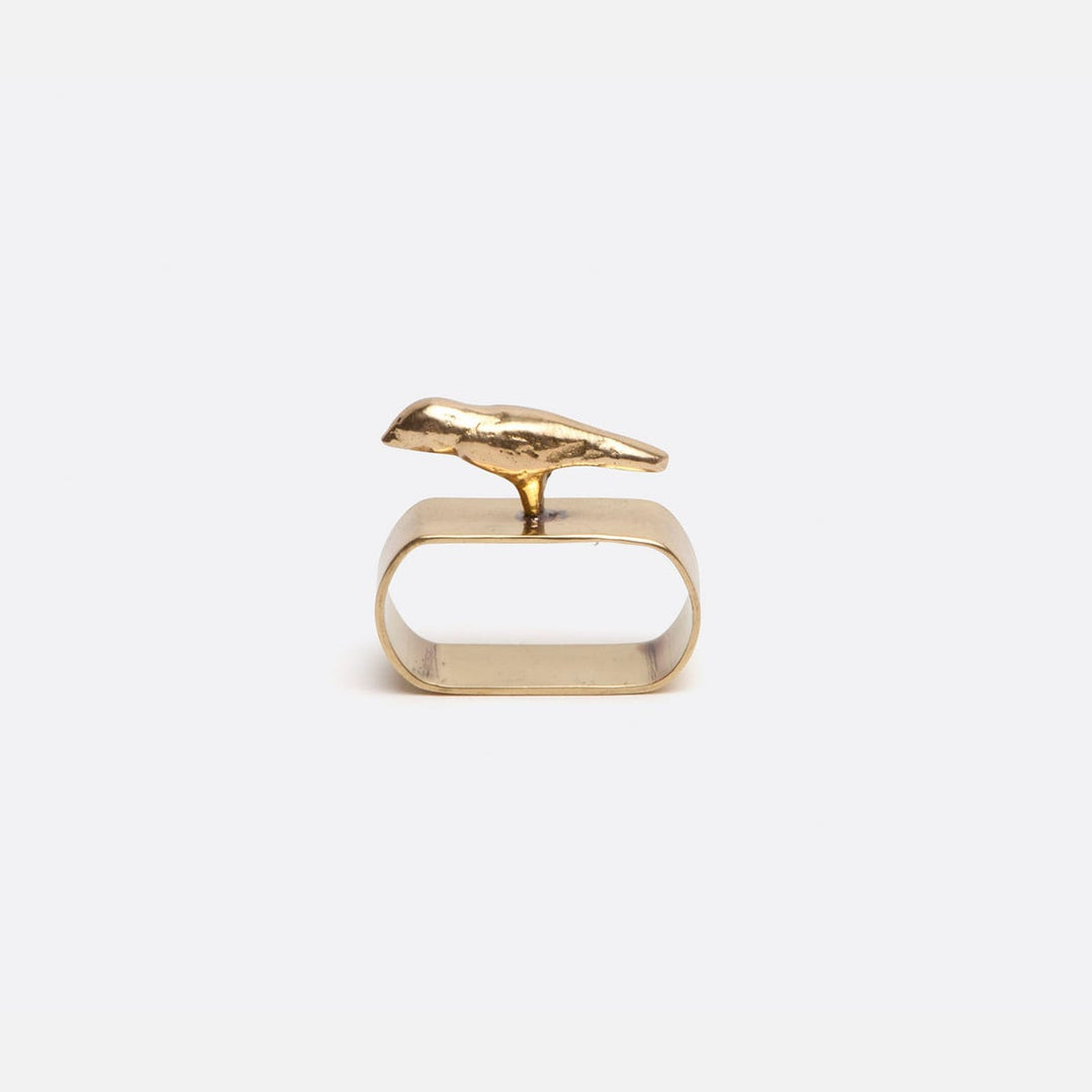 Hailey Bird Napkin Ring Gold Brass Boxed Set Of 4