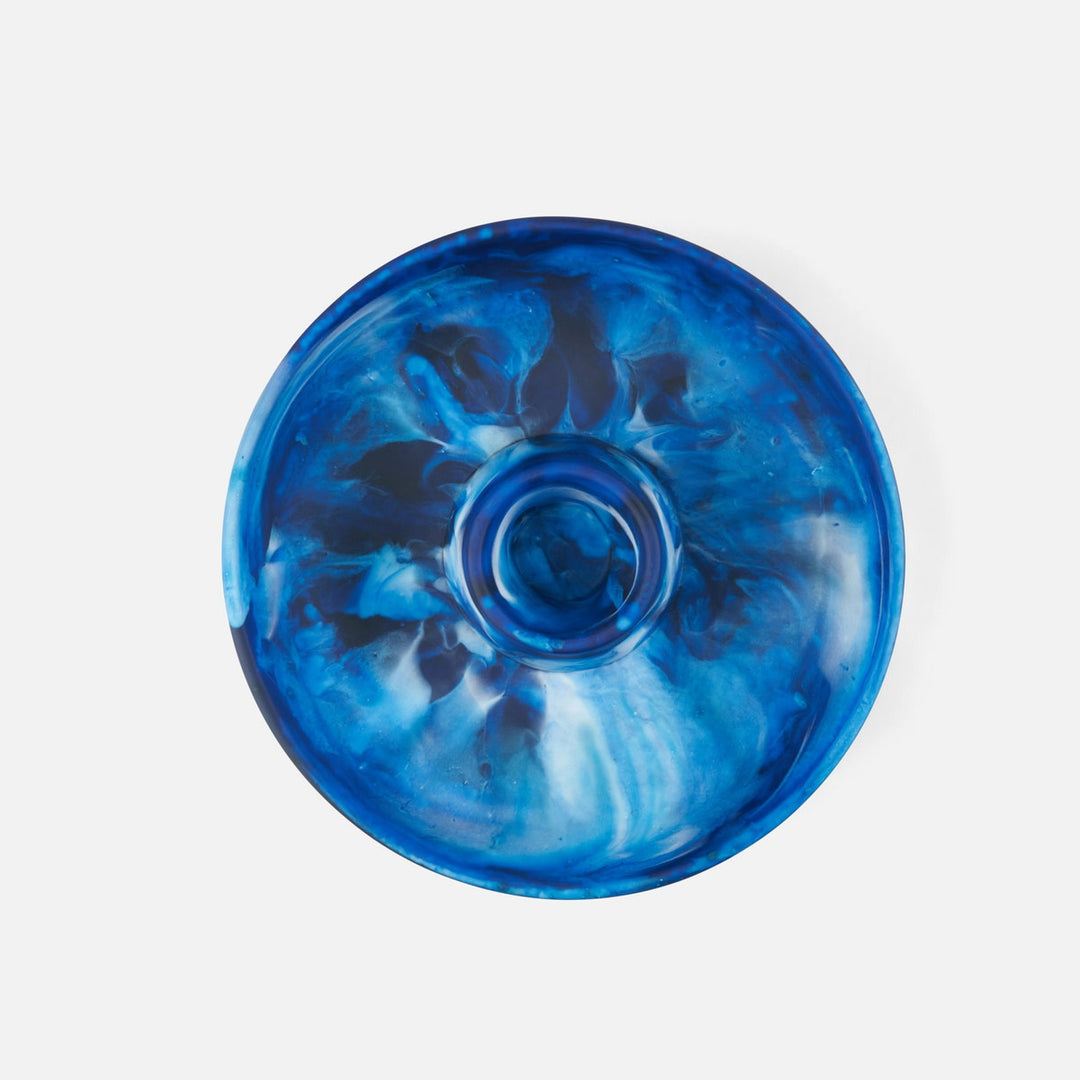 Hugo Blue Swirled Chip And Dip Bowl Resin