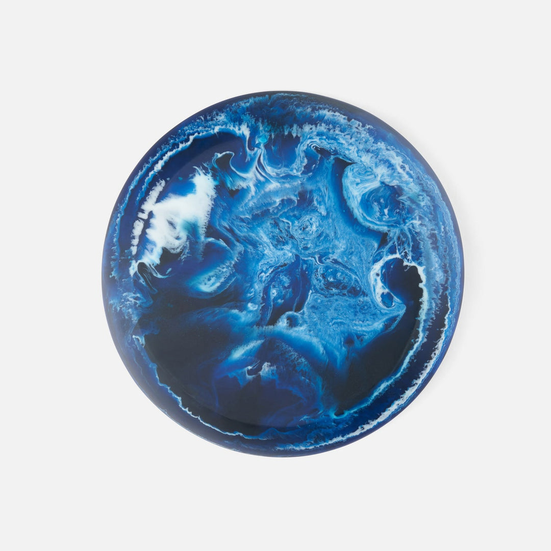 Hugo Blue Swirled Chip And Dip Bowl Resin