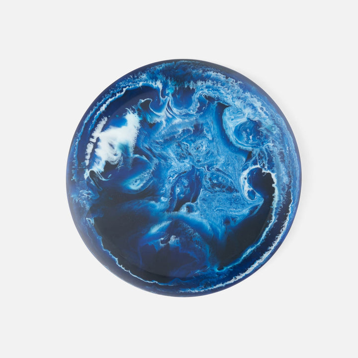 Hugo Blue Swirled Chip And Dip Bowl Resin