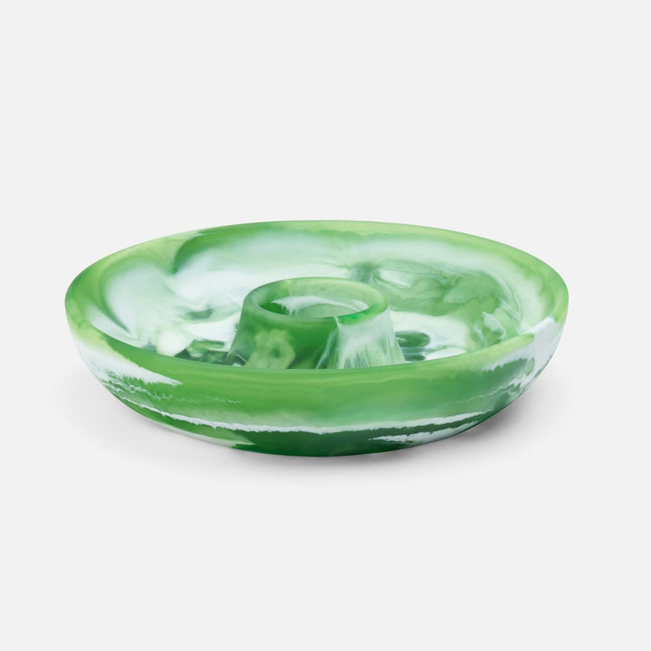 Hugo Green Swirled Chip And Dip Bowl Resin
