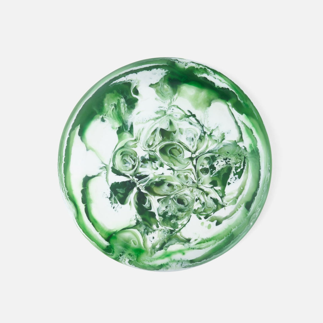 Hugo Green Swirled Chip And Dip Bowl Resin