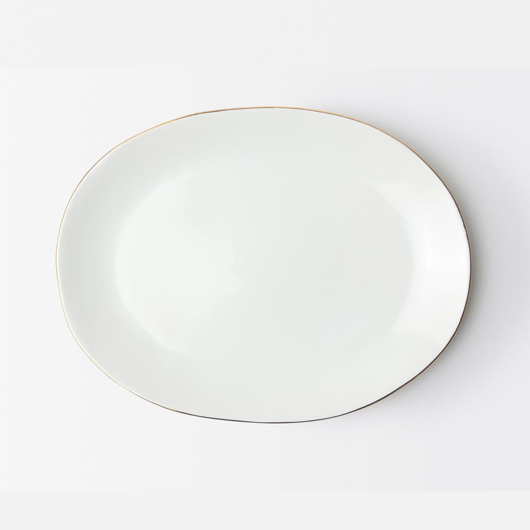 Julianna White Large Platter With Gold Trim