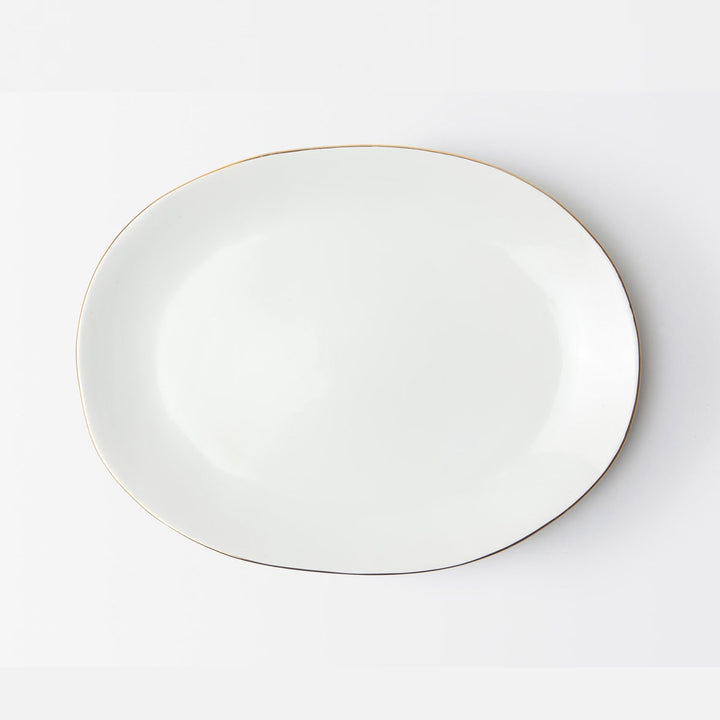 Julianna White Large Platter With Gold Trim