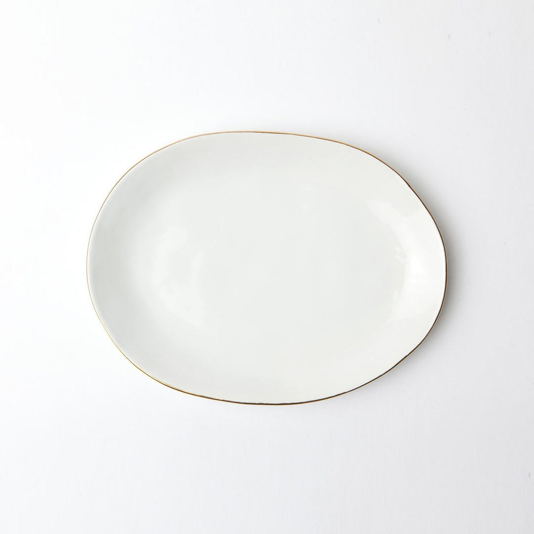 Julianna White Small Platter With Gold Trim