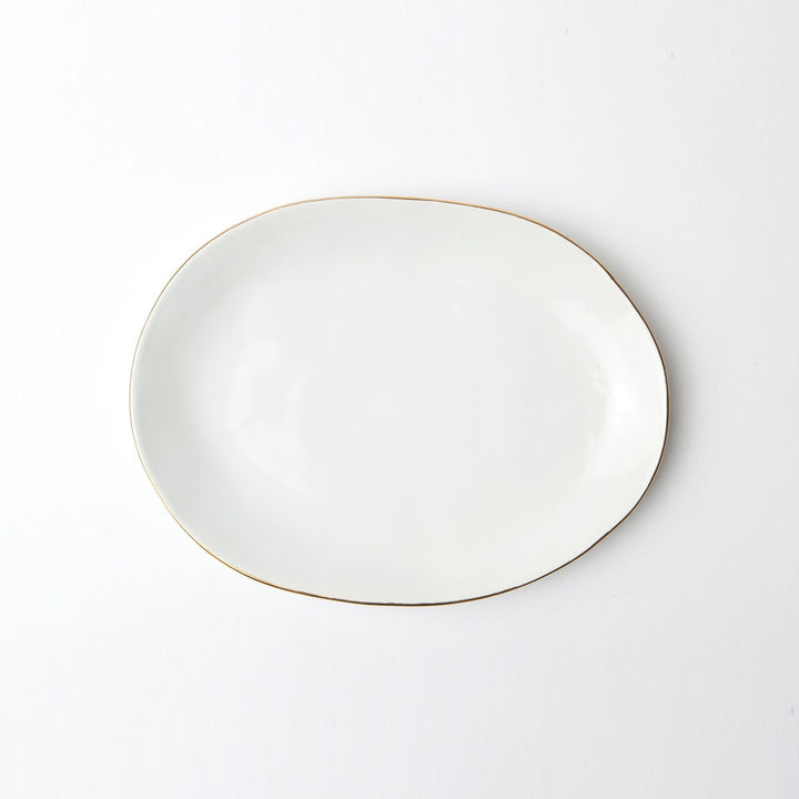 Julianna White Small Platter With Gold Trim