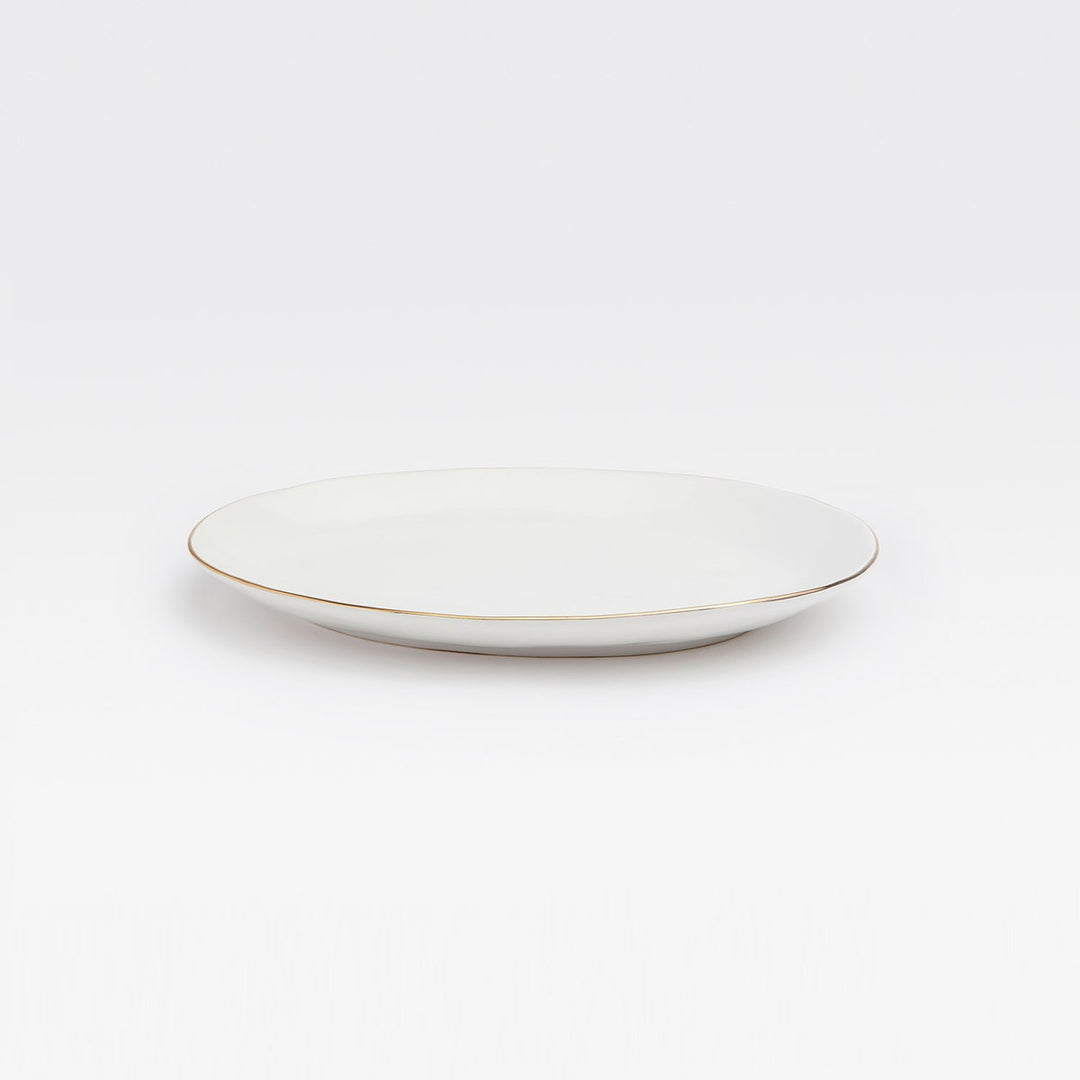 Julianna White Small Platter With Gold Trim