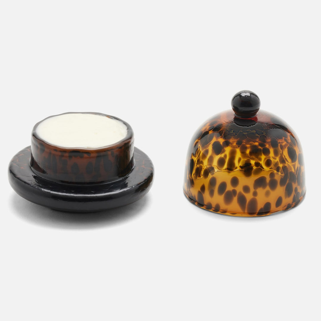 Andrew Tortoise Shell Round Butter Dish Hand Blown Glass Pack/2
