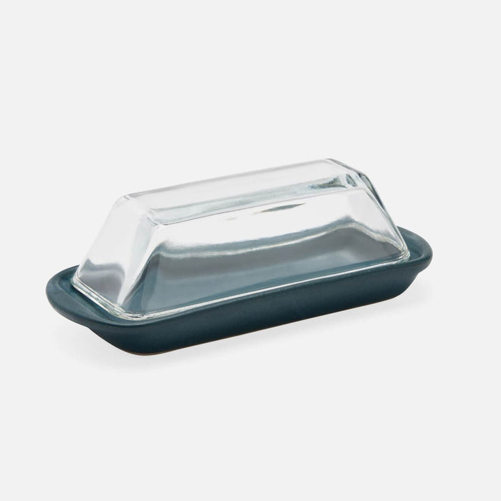 Lessie Midnight Teal Rectangular Butter Dish