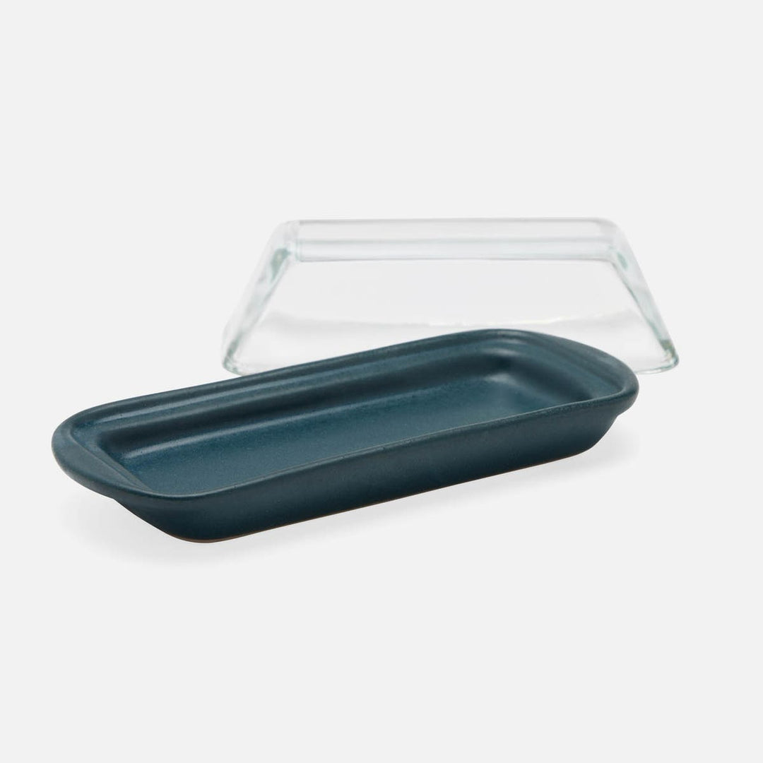 Lessie Midnight Teal Rectangular Butter Dish