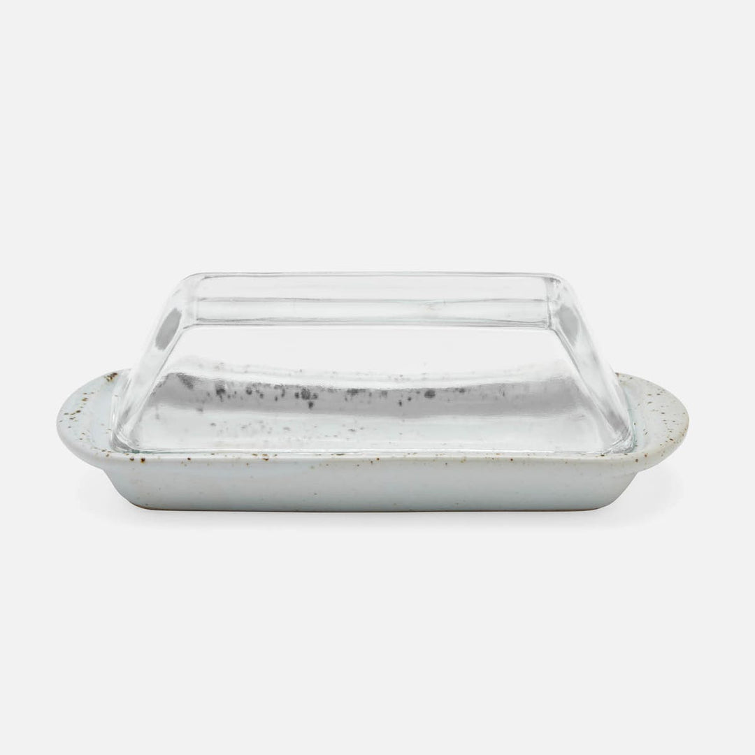 Lessie White Salt Glaze Rectangular Butter Dish